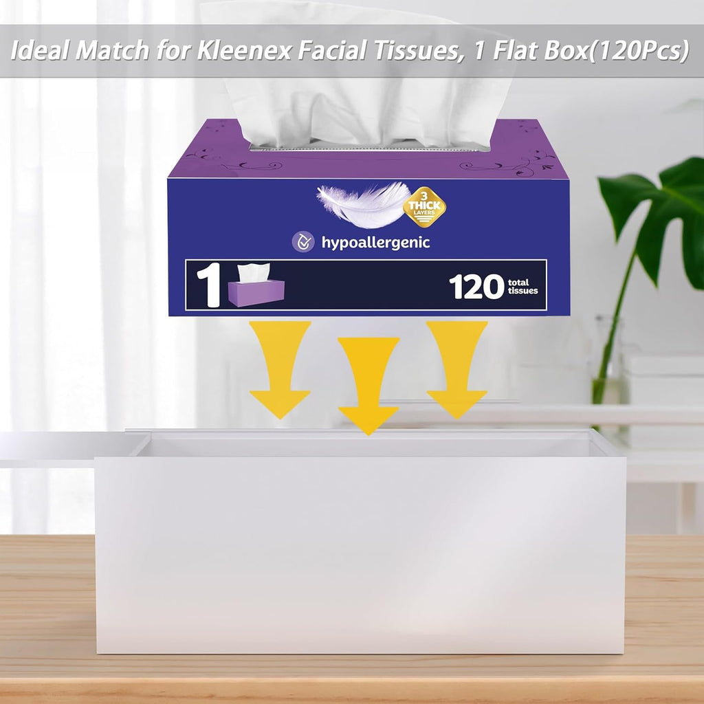 SILUT Shiny White Rectangle Acrylic Tissue Box Cover