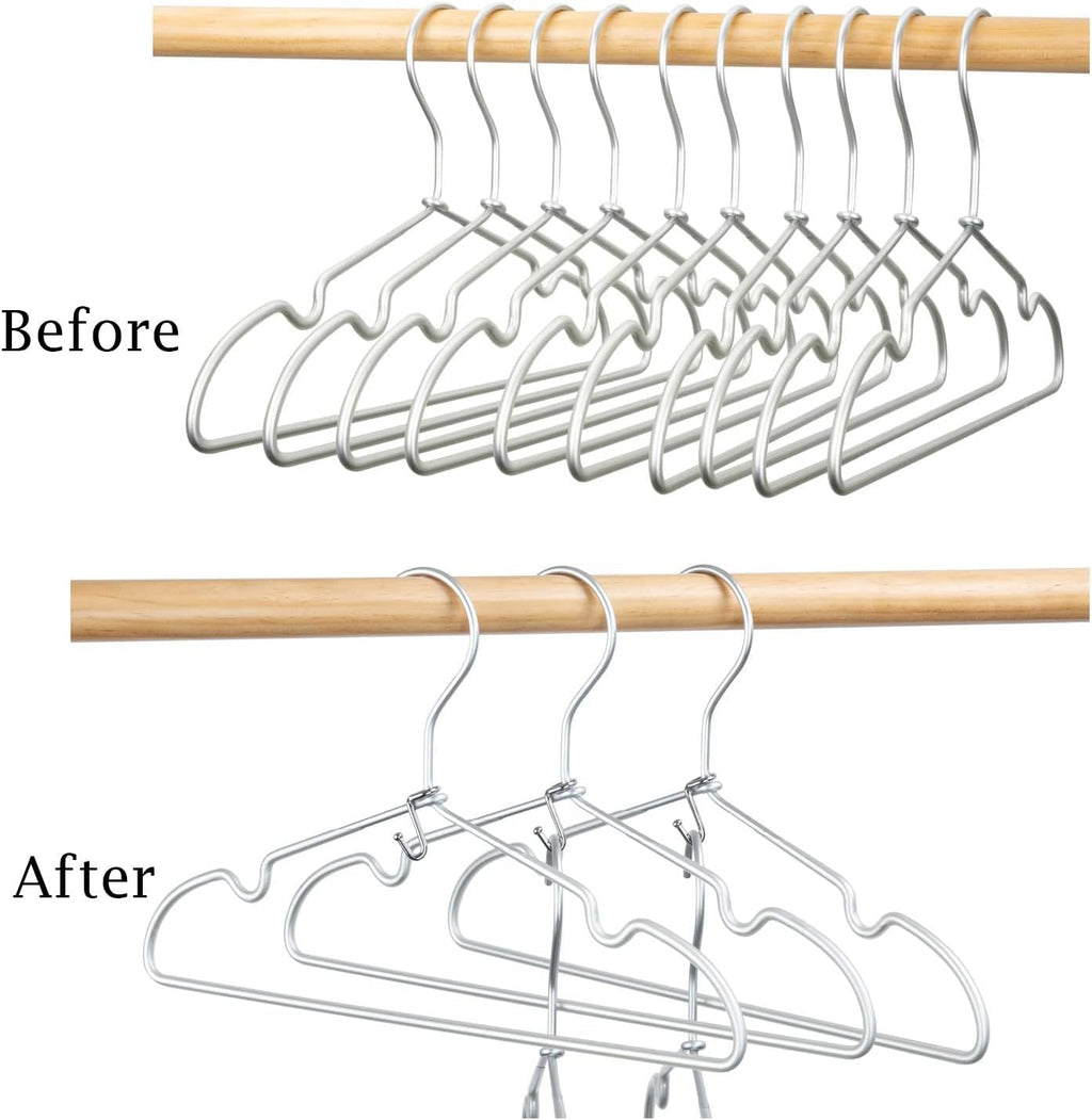 Clothes Hanger Connector Hooks, 36PCS, Clothes Hanger Organizer Mini Space Saving Extender Cascading Connection Hooks for Wooden Metal Plastic Hangers (Silver)