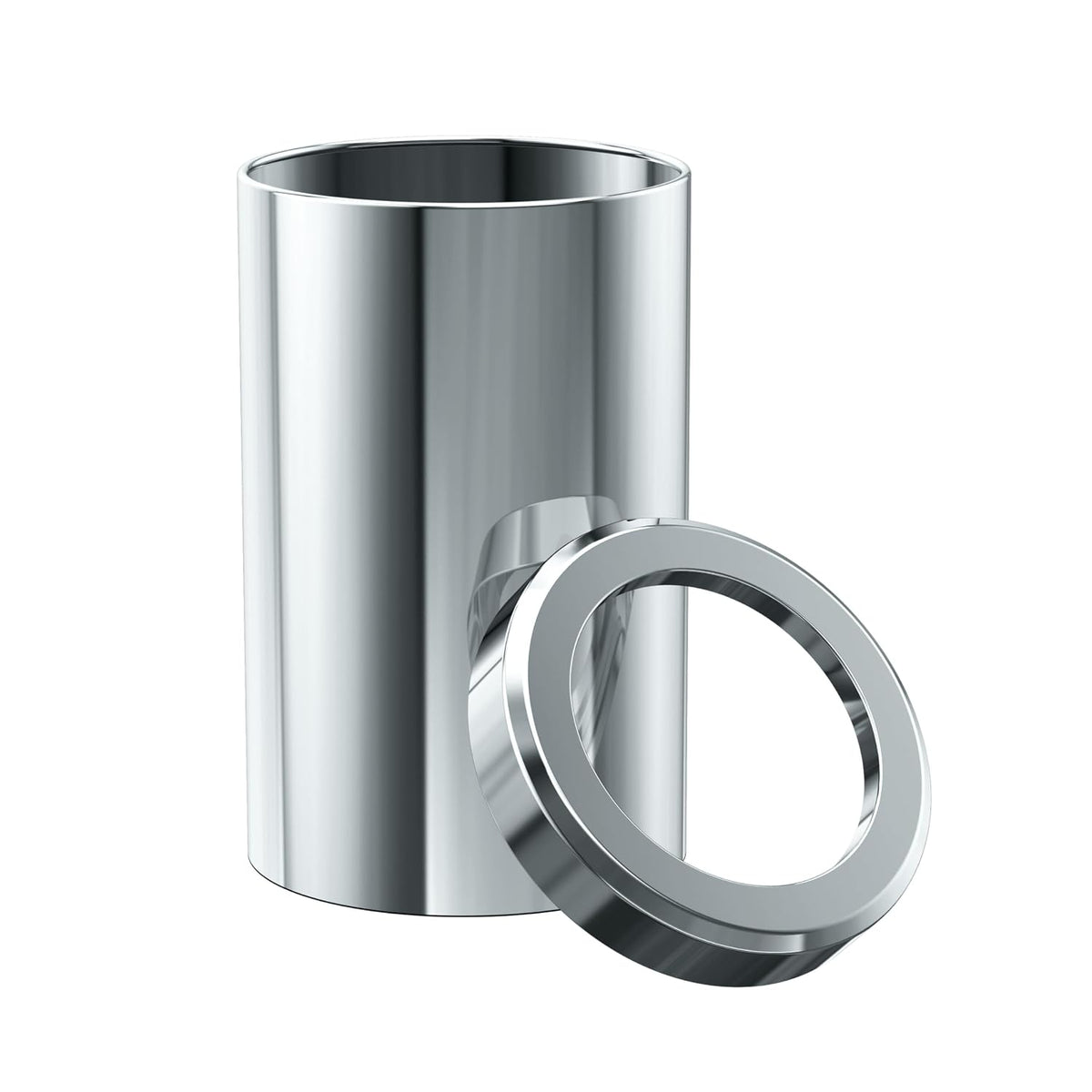 Gatco Small Bathroom Trash Can with Lid, Round 3 Gallon Stainless Steel Wastebasket, Under Sink, Chrome, for Bathroom, Bedroom, Office (1910)