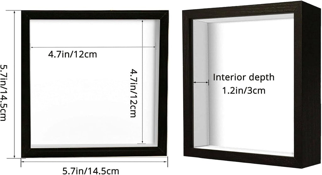 Small Shadow Box Frame 5x5, Wood with Plexiglass, Display Case Box for Memorabilia, Medal, Crafts,Tickets and Photos, Picture Frame for Wall and Tabletop (Black, 5x5)