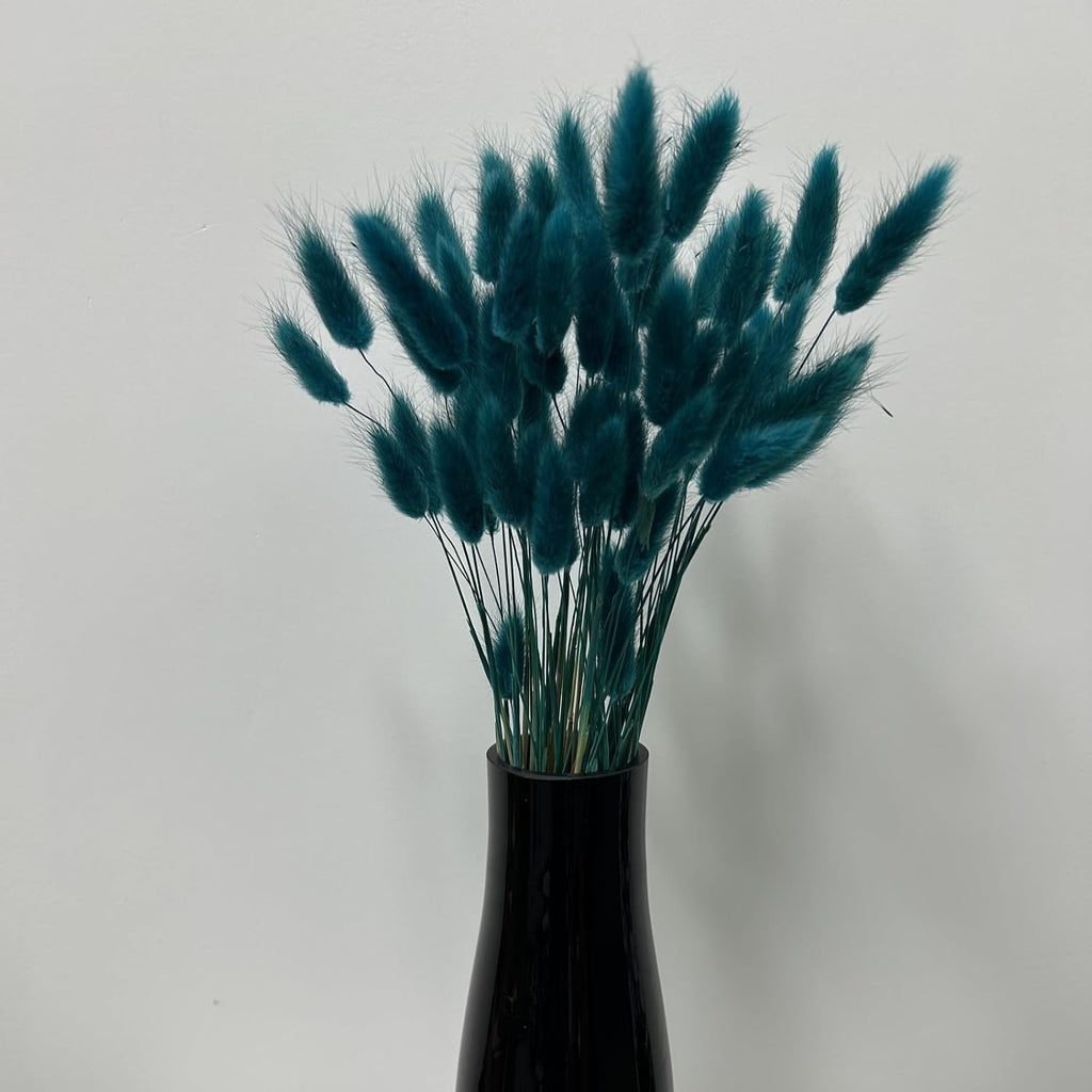 120pcs Bunny Tails Dried Flowers Pampas Grass Bouquet, Teal, 17 inch
