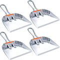 Mumufy 4 Pack 12" Heavy Duty Metal Dustpan with Handle, Silver
