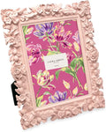 Laura Ashley 5x7 Pink Floral Textured Hand-Crafted Picture Frame w/Easel