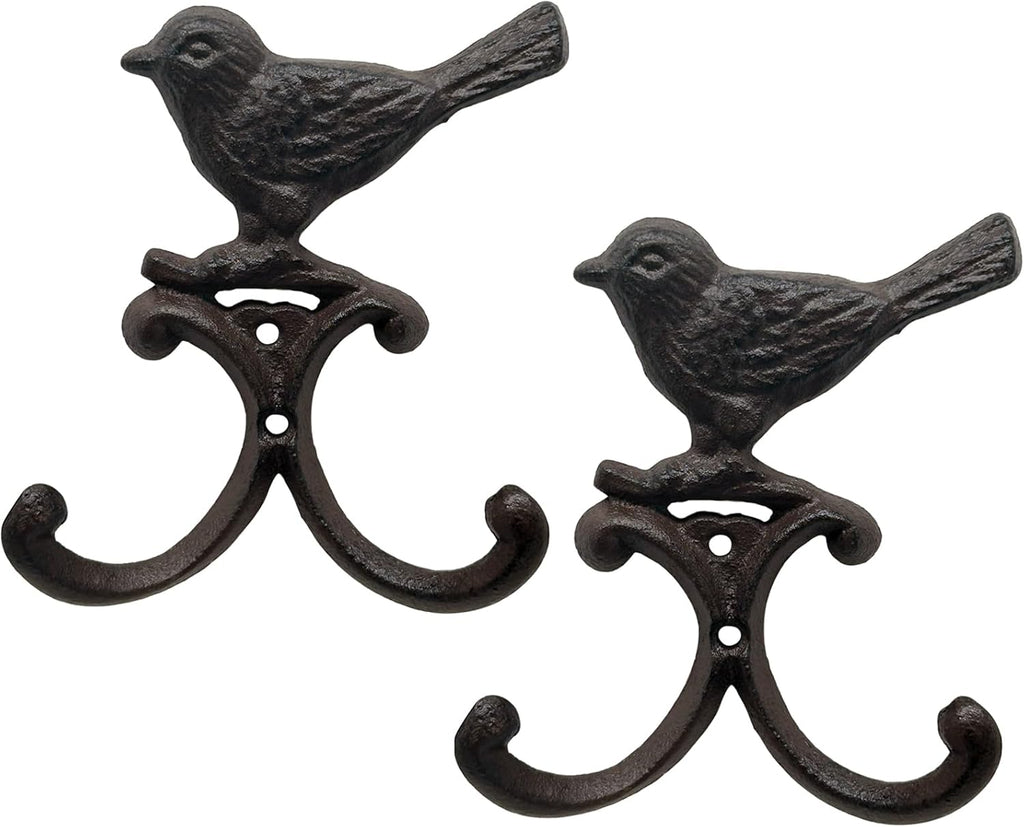 Vintage Cast Iron Animal Bird Wall Décor Hooks Hanger Wall Rack for Home Garden Country Farmhouse Rustic Wall Mounted Hooks for Hanging Coats Keys Tools Holder, Pack 2