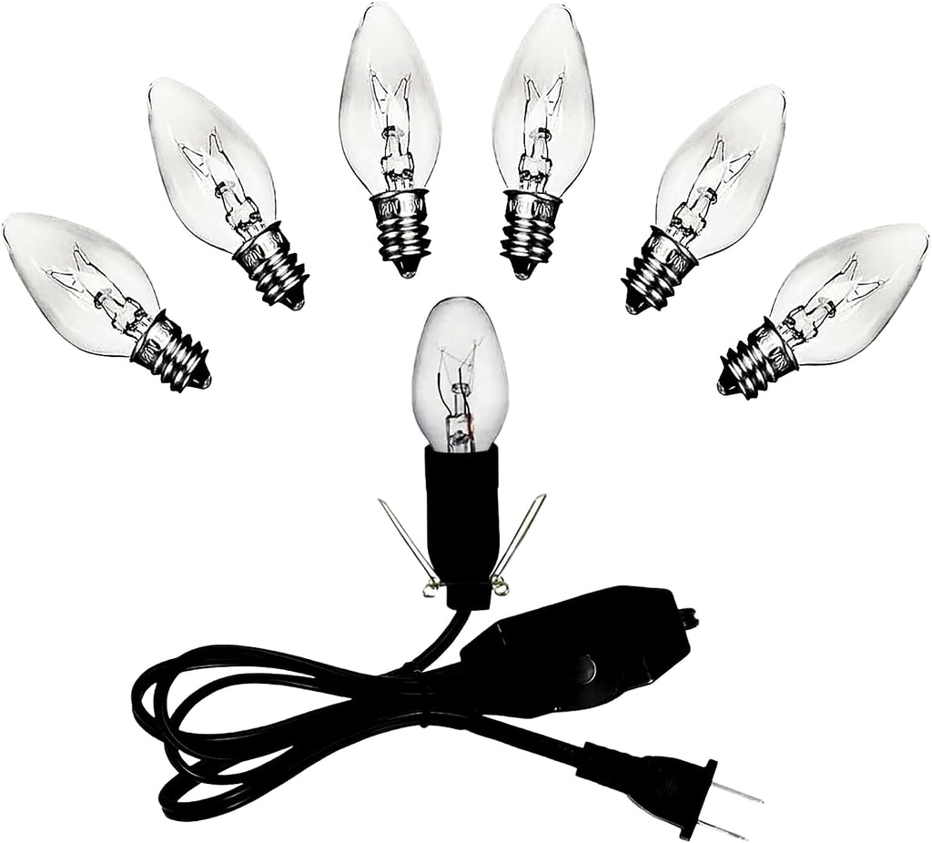 Himalayan Salt Lamp Cord Kit, 1 Pack 5FT Dimmer Cords, 6 E12 Bulbs