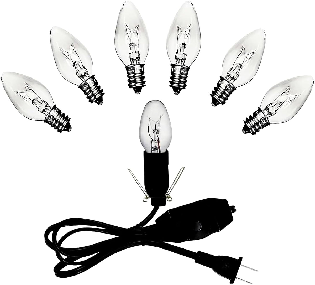 Himalayan Salt Lamp Cord Kit, 1 Pack 5FT Dimmer Cords, 6 E12 Bulbs