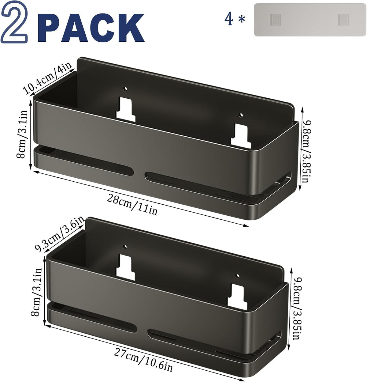 Shower Caddy 2-Pack Shower Shelf, Heavy-Duty Bathroom Storage Shelf