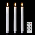White Flameless Taper Candles Battery Operated with Remote Timer