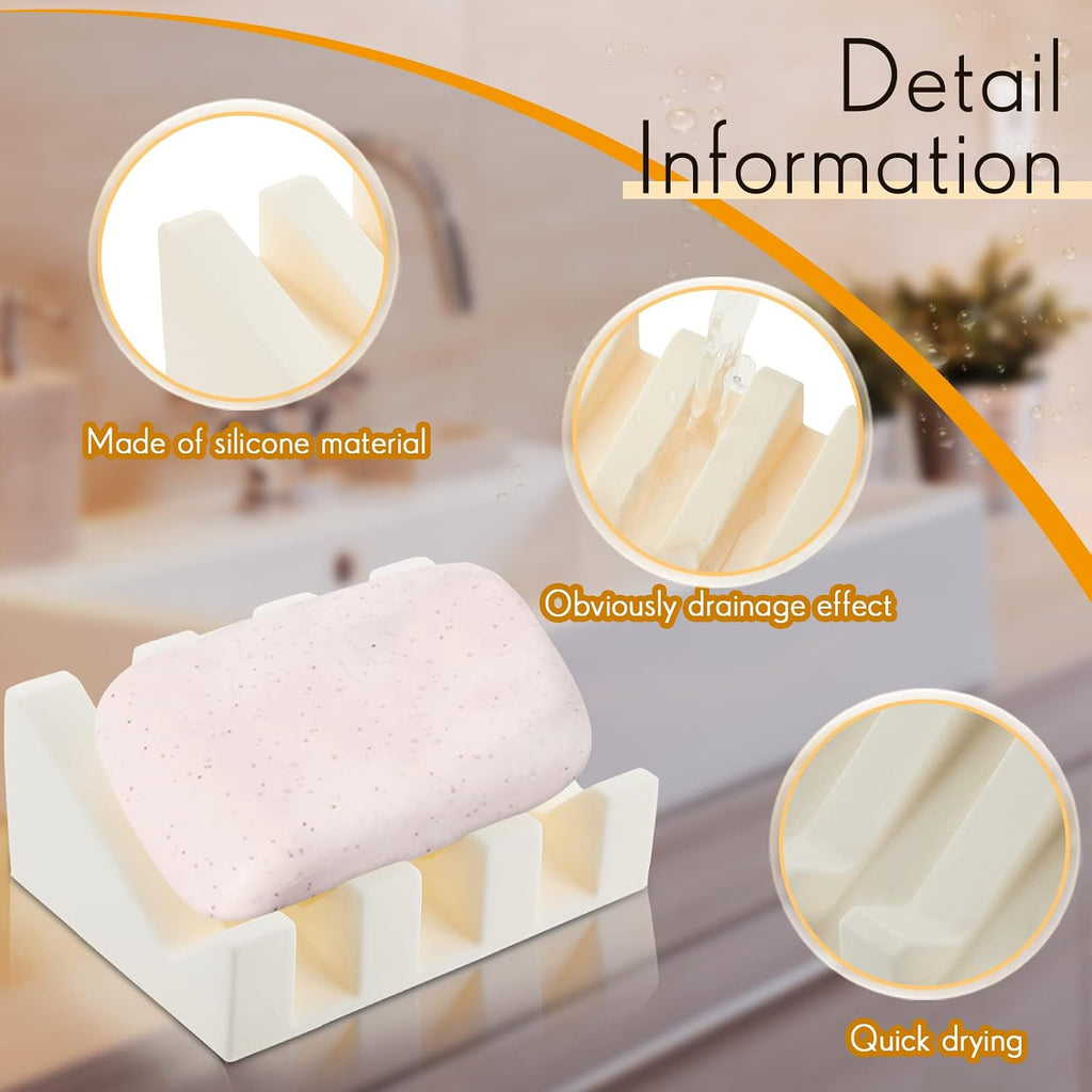 Cunhill 1 Piece Soap Dish, Silicone, Cream White