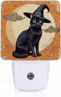 LED Night Light,Halloween Black Cat Silhouette LED Night Light Plug into Wall with Dusk to Dawn Light Sensor White Energy Efficient Nightlight for Bedroom Bathroom Hallway Living Room Kitchen