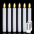 6.4 Inches Plastic LED Taper Candles with Remote and Timer,White Flameless Battery Operated Flickering Candlesticks,Pack of 6 Flameless 0.78” Diameter 3D-Wick Tall Window Candles,Long-Lasting