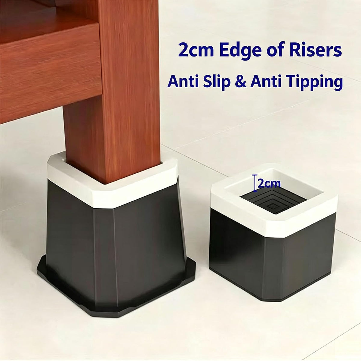 Bed Risers 3 Inch, 4pack Black Square Furniture Risers for 1100lbs