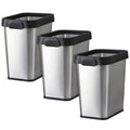 TooCust 3 Pack Stainless Steel Trash Can 2 Gallon, Open Top Trash Can, 7" x 10" x 11", Rectangle Rubbish Bin, Slim and Narrow, No Lid Small Wastebasketfor Kitchen, Bathroom, Living Room, Office