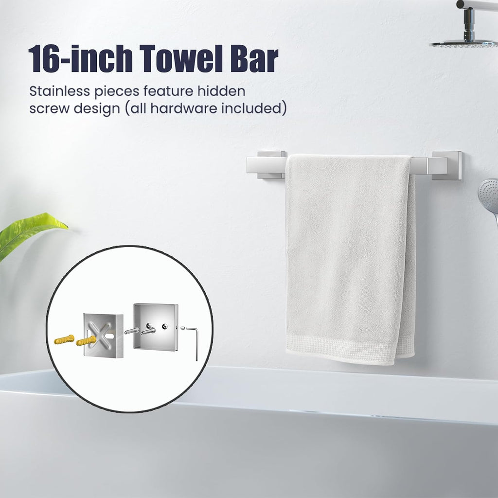 Bathroom Hardware Accessories Set: Bath Towel Bar Set, Towel Racks for Bathroom Wall Mounted, SUS304 Stainless Steel (Brushed Nickel, 7-Pieces)