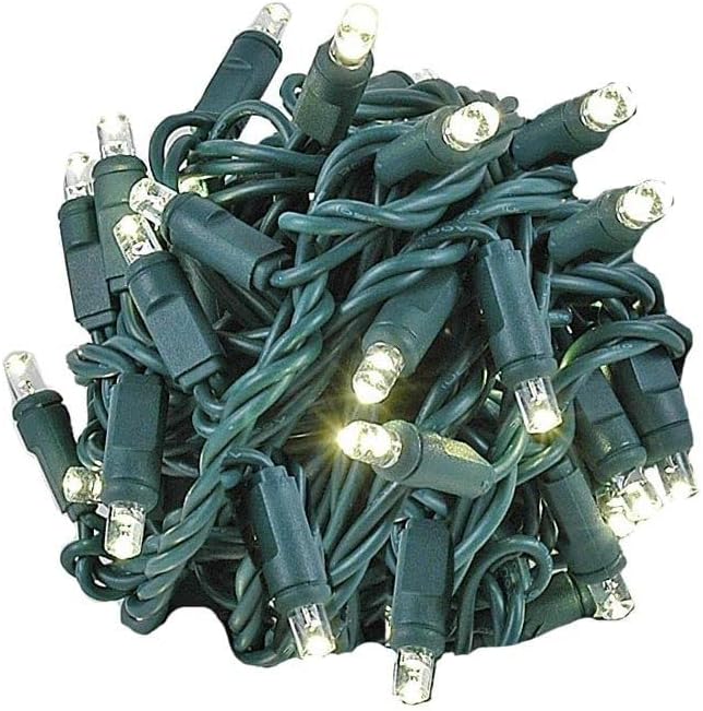 Novelty Lights 25ft 50 LED Warm White Christmas Lights Outdoor, Green Wire
