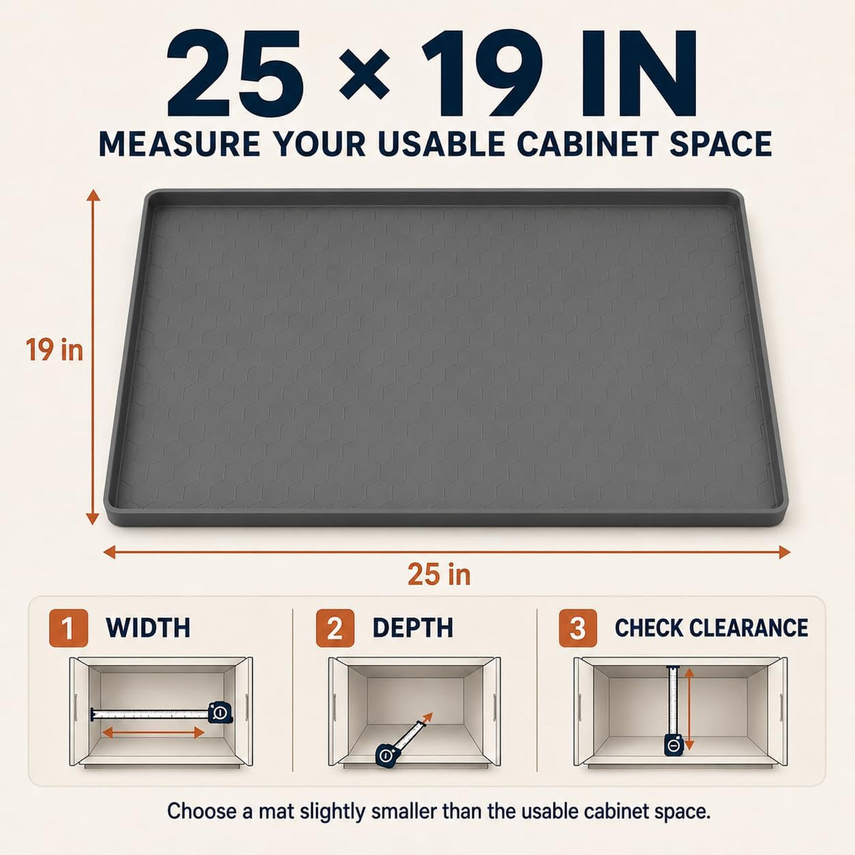 25“ x 19“ Waterproof Under Sink Mat for Bathroom,Kitchen,Pet Feeding Mat