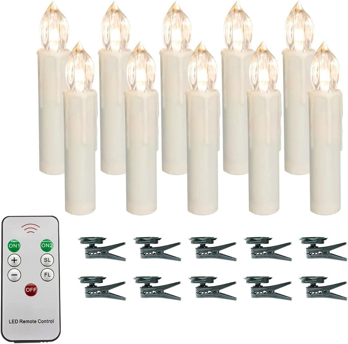 LED Taper Candles Flameless Candle X-D Remote Control LED Candlesticks Battery Candle Sticks for Harry Potter Party Decoration Wedding Christmas Home Decor, 4'', Ivory,Pack of 10