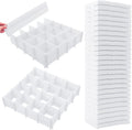 45 Pack Drawer Dividers, Plastic Adjustable Drawer Storage Organizer for Tidying Clutter Socks, Underwear, Makeup, Kitchen, Dresser White