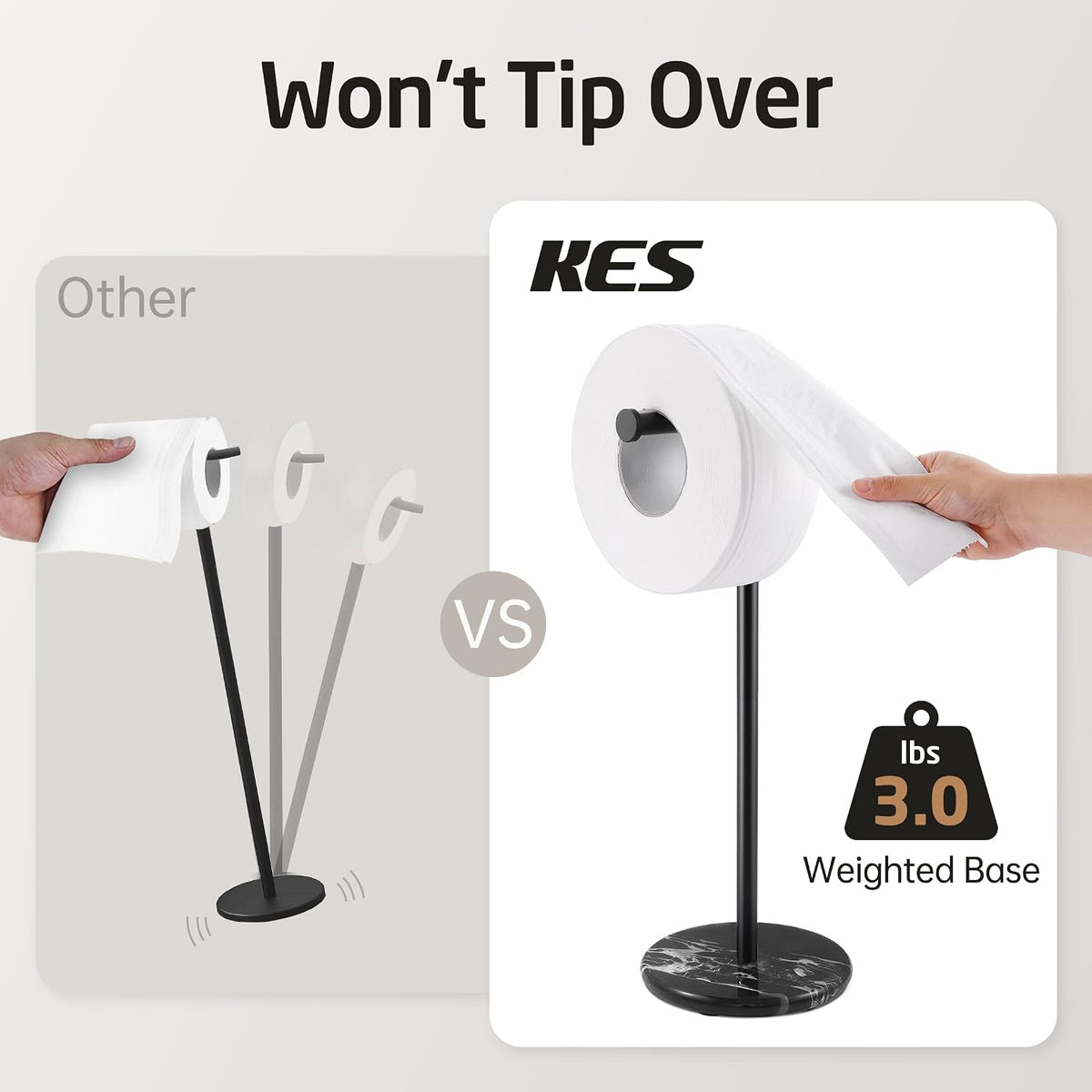 KES Natural Marble Toilet Paper Holder Stand Bathroom Free Standing