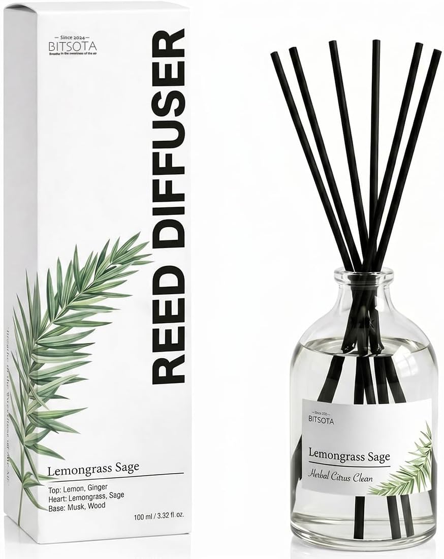 Reed Diffuser Set for Bathroom & Home, Long Lasting Essential Oil Aroma, Glass Bottle Home Fragrance with Sticks, Ideal Gift for Woman