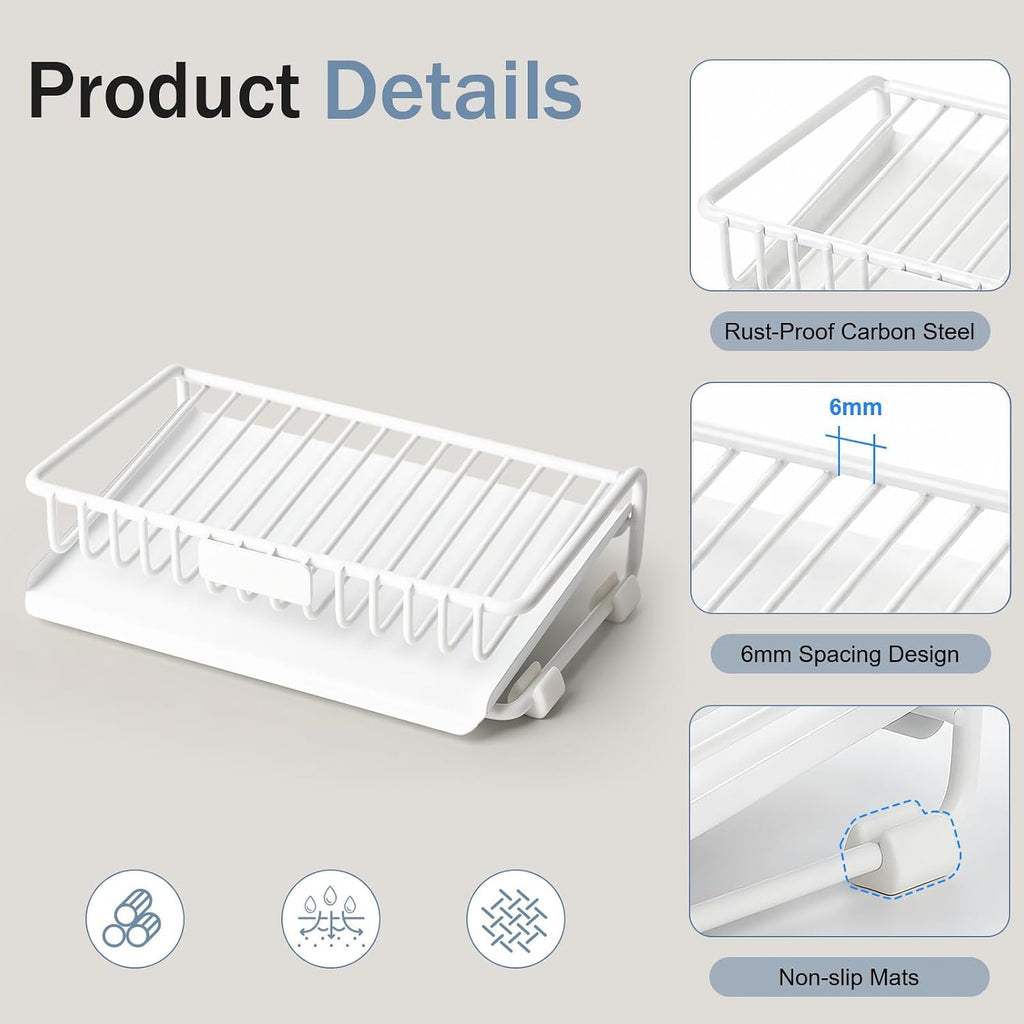 Self Draining Soap Dish for Shower Bar Soap Holder Soap Saver, White