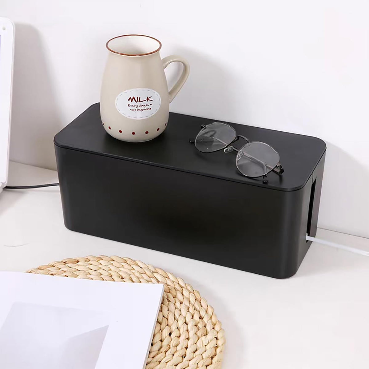 Cord Organizer Box Cable Management Hide Power Strips & Cords