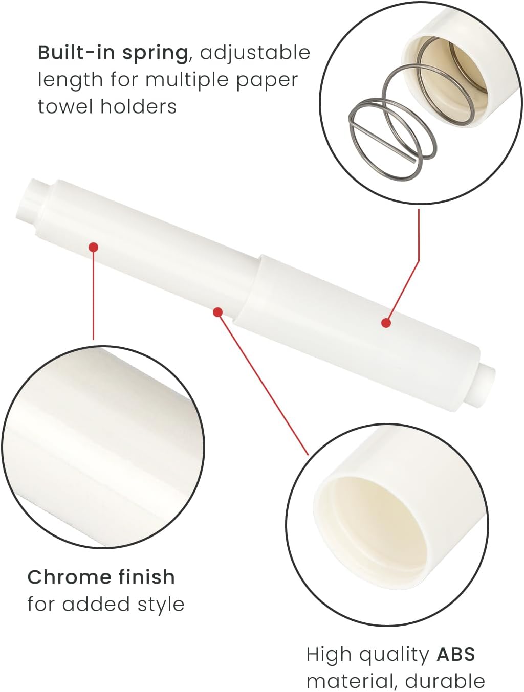 Toilet Paper Holder Roller Replacement, 2Pcs 6.5inch Plastic Toilet Paper Spring Rod Toilet Tissue Holder Replacement Spindle Replacement Rod fits Extra Large Bathroom Tissue Rolls (White)