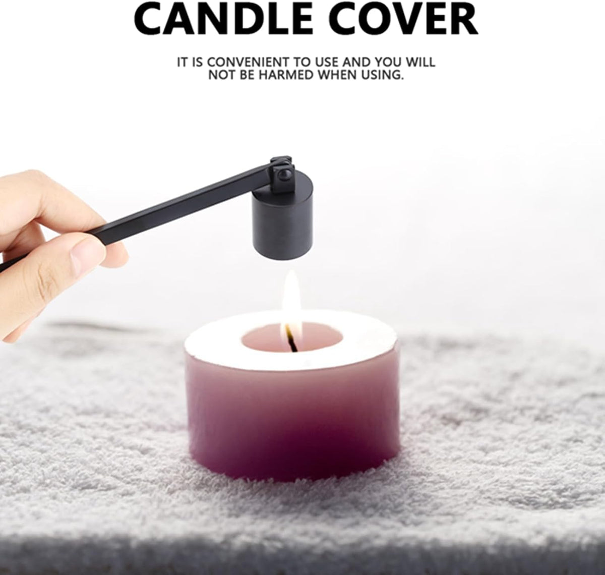 7.5 * 0.9in Fashion Stainless Steel Straight Tube Shaped Candle Snuffer Wick Trimmer Candle Wick Trimmer Cover Hand Tool (Black)