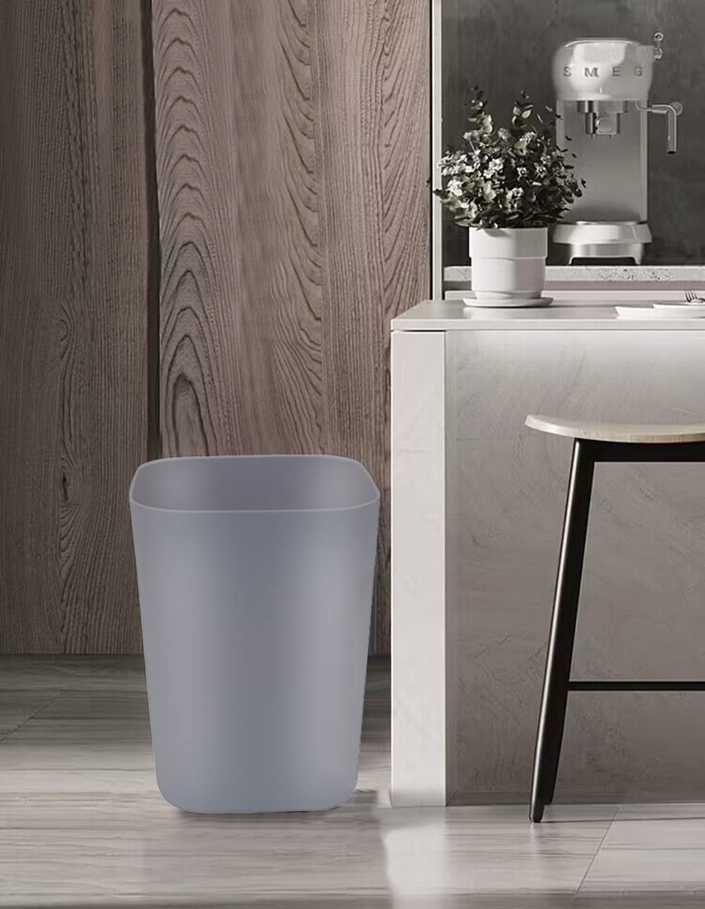 2 Gallon Trash Can,Small Trash Can for Bathroom,Square Trash Bin Wastebasket for Bathroom Bedroom Kitchen Countertop Under Sink (1, Gray)