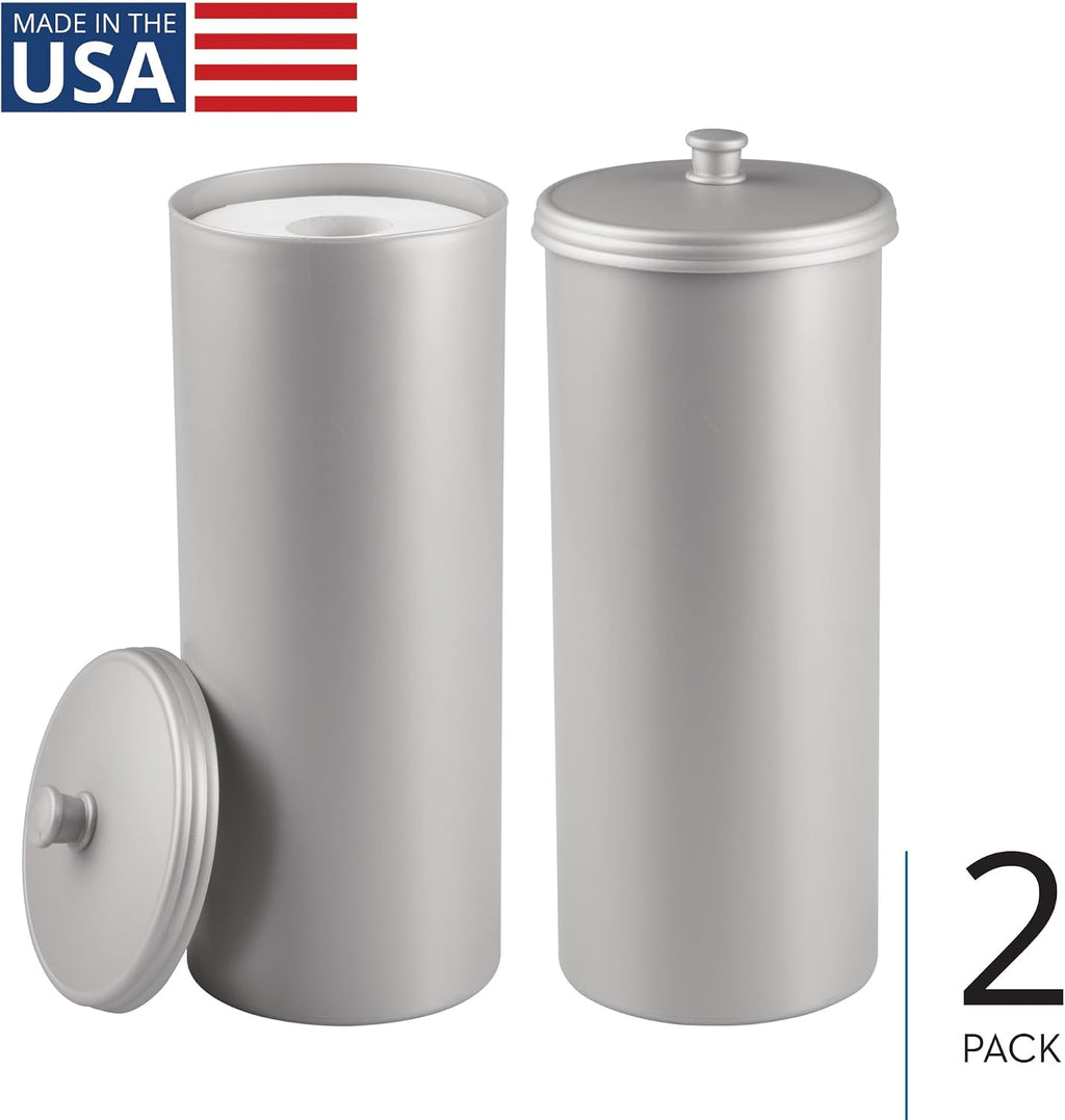 iDesign Freestanding Bathroom Toilet Paper Storage Holder, 2-Pack, Silver