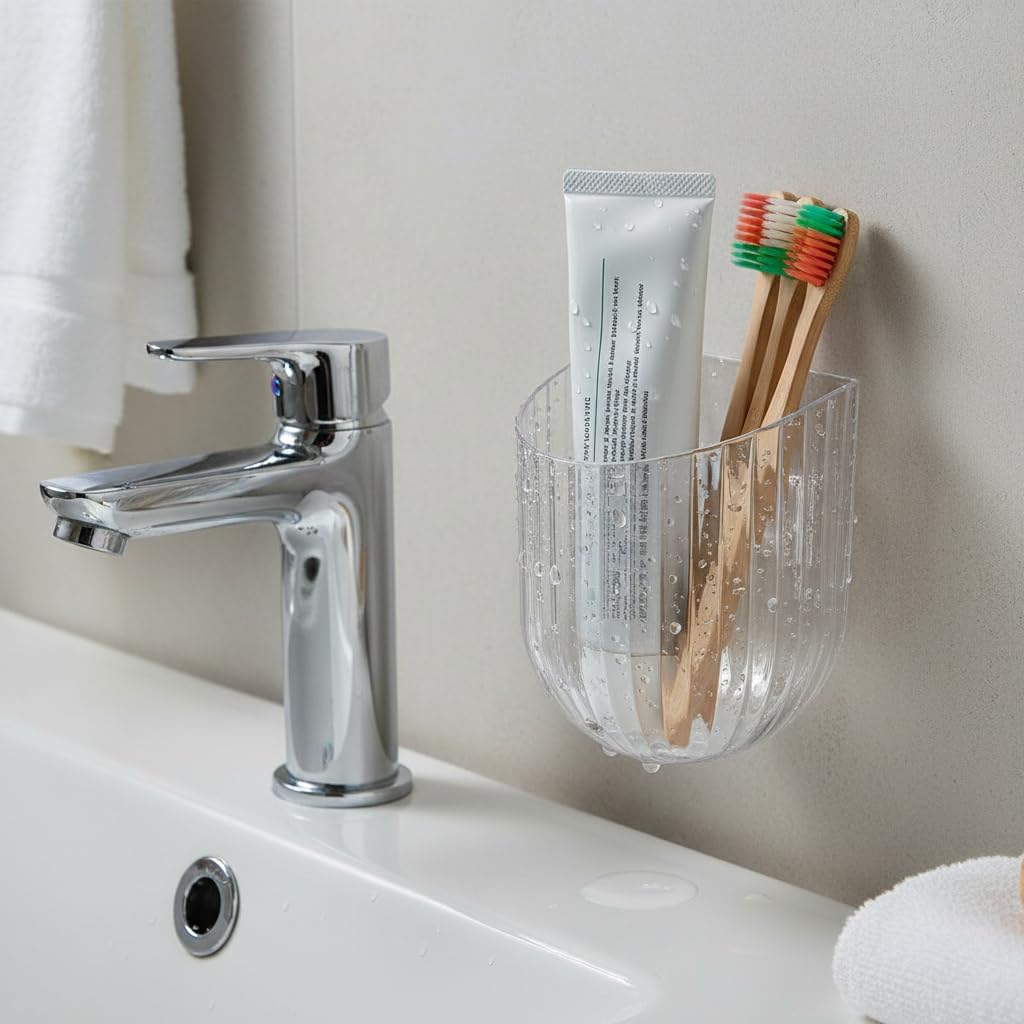 Adhesive Wall Mount Storage Caddy, Pen & Remote Holder(White 1PCS)