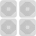 Hair Drain Catcher Set, Square Shower Cover 4-Pack (Grey) | Silicone Hair Stopper with Strong Suction Cups, Bathroom and Sink Protector Accessories, Simple Installation for Tub and Basin