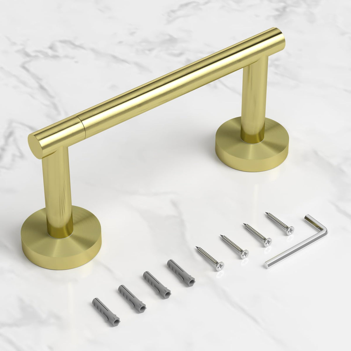 HITSLAM Gold Toilet Paper Holder, Double Post Pivoting, SS304