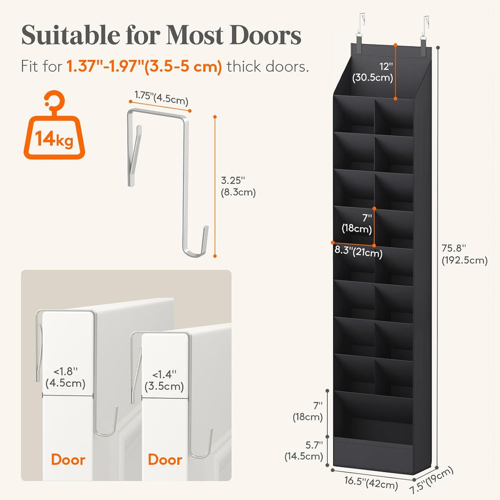 Lifewit 10 Tier Over the Door Shoe Organizer Cabinets,19 Large Deep Pockets