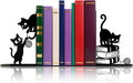Funny Cat Bookends Metal Black Cat Book Ends for Shelves Decorative Bookshelf Home Office Desk Bookshelf Decor Gift for Cat Lovers and Reading Enthusiasts
