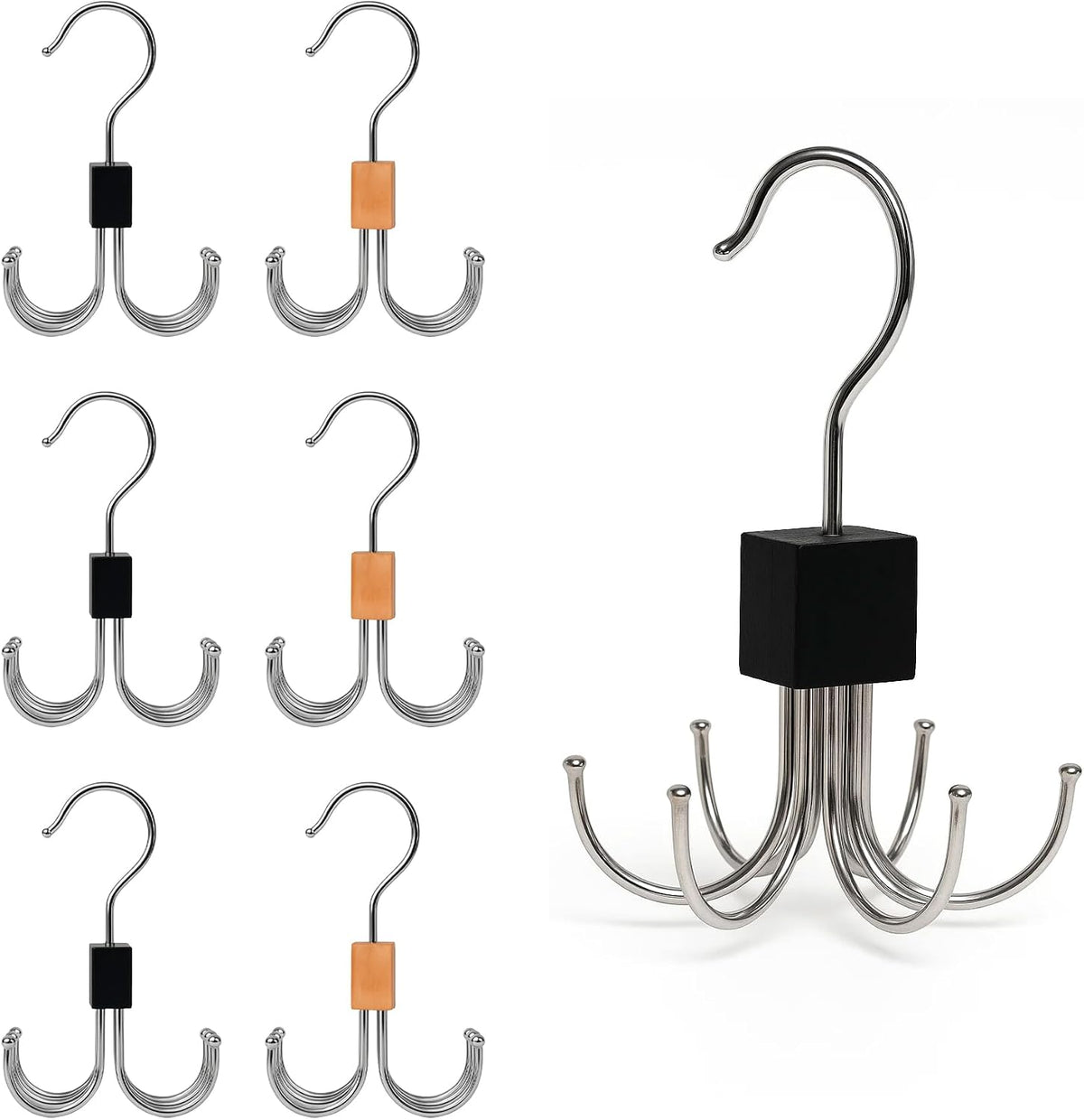 6-Pack Tank Top & Bra Hangers, 360° Rotatable Metal Organizer with Claw Design, Space-Saving Closet Hooks for Bras, Scarves, Purses, and Accessories