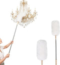 White Lambswool Extendable Duster, 32-98 Inch Bendable Wool Head with Anti-Static Properties and Stainless Steel Extension Pole for Ceiling Fans, High Walls, and Roof Dusting(one Pack)