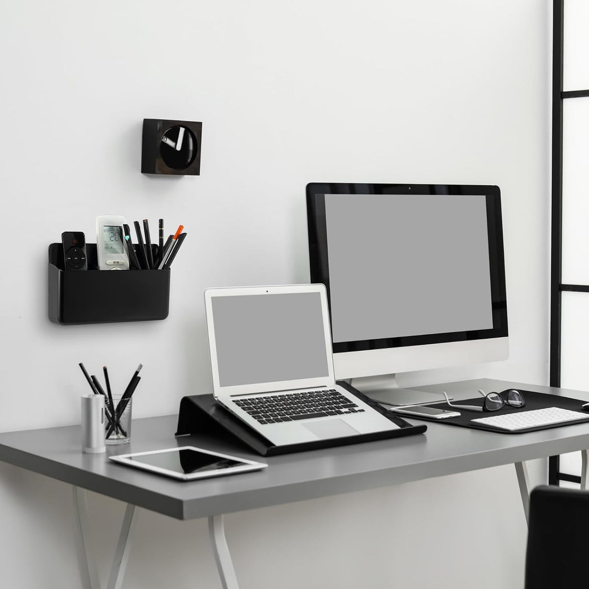 CroBlissful 12 Pcs Remote Control Holder Wall Mount Self Adhesive, Black