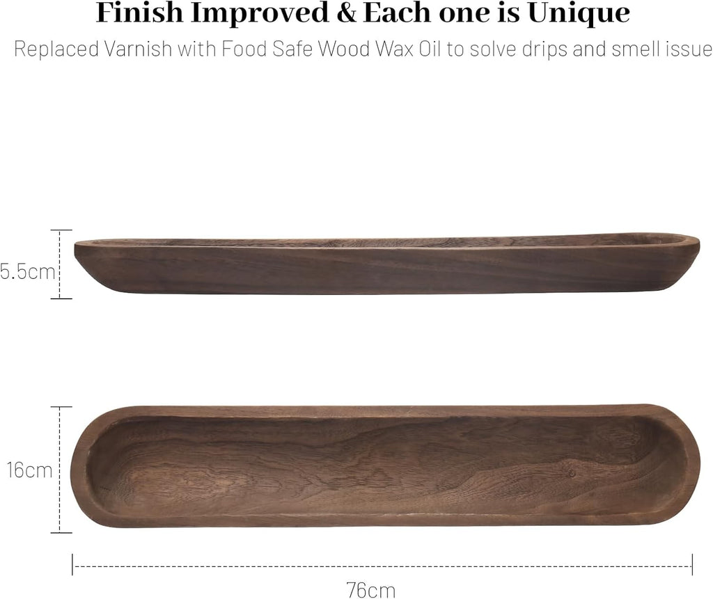 Decorative Wooden Dough Bowls 30 Inch, Long Natural Root Hand Carved Bowl Large Bread Shaped Wooden Tray, Rustic Centerpiece Dining Room Table Centerpiece Potpourri Decor Display Bowl