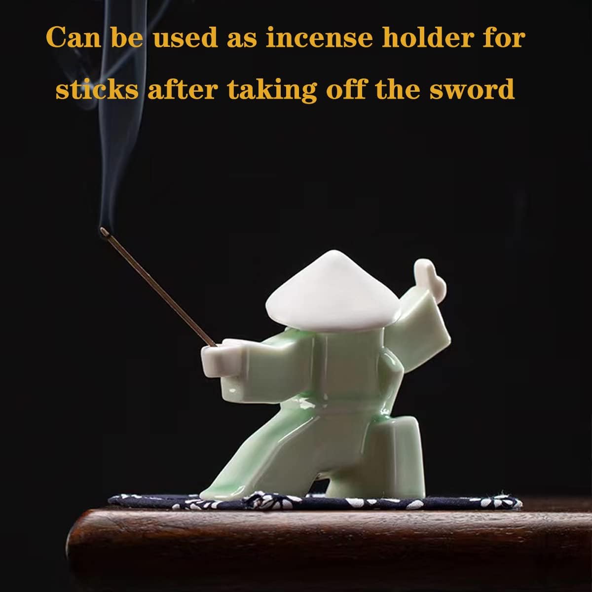 LYART Samurai Statue Decor Japanese Warrior Decor Children's Room Statues, Kongfu Tea Pet Decoration, Incense Holder for Stick Burner(White2 and Green2)