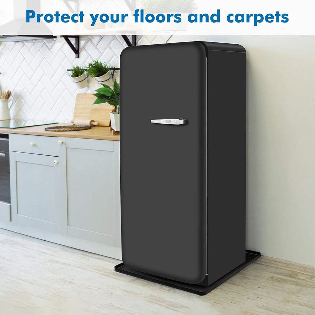 23.3"x23.3"x0.8" Silicone Mini Fridge Mat, AC Drip Pan Protector, Black