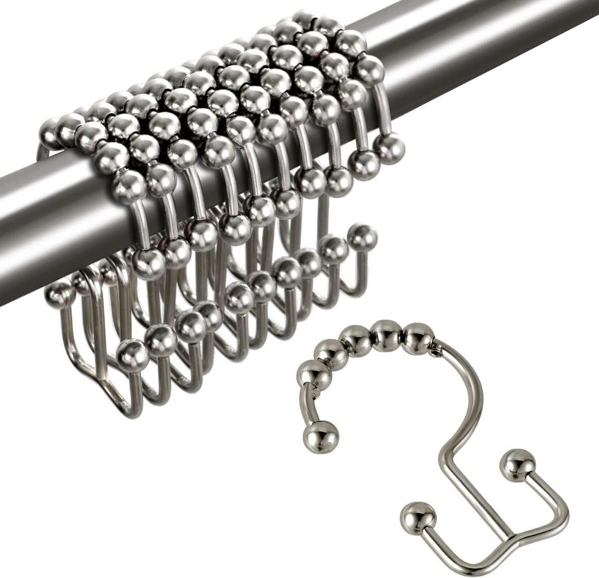 TOPROD Shower Curtain Hooks Rings Shower Curtain Hangers for Bathroom Hooks