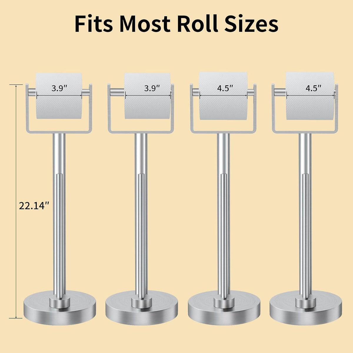 YUMORE Toilet Paper Holder Stand with Storage Weighted Base, Brushed Nickel