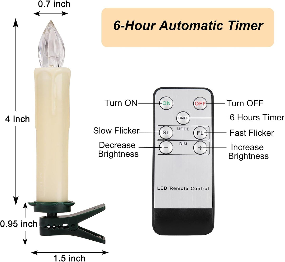 FPOO 24PCS Flameless Christmas Tree Candles with Remote Timer, Ivory