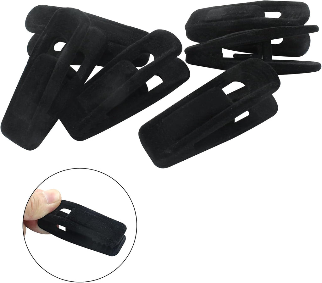 Hordion 60Pcs Black Velvet Hangers Clips, Strong Finger Flocked Clips