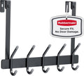 Rubbermaid Over the Door Hook Rack with 5 Double Hooks, No Drill Needed, for Towels, Robes, Hanging Accessories in Bathroom, Bedroom, Closet, Dorm, Gray