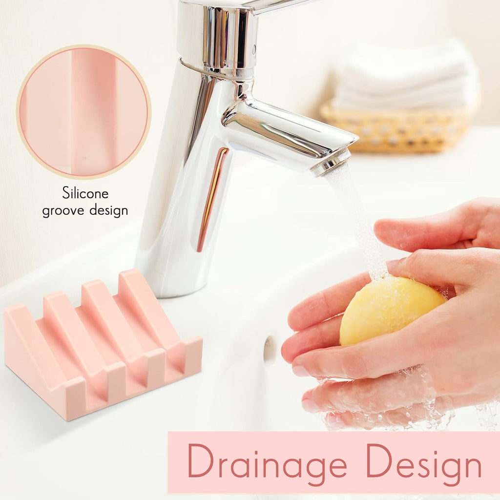 Cunhill 2 Pieces Soap Dish, Silicone, Light Pink