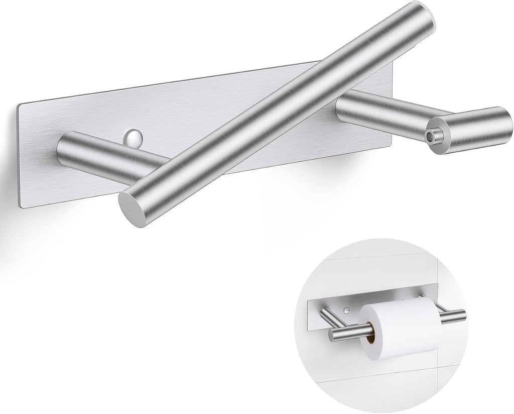Lairuier Brushed Nickel Toilet Paper Holder, Adhesive or Screw Wall Mount