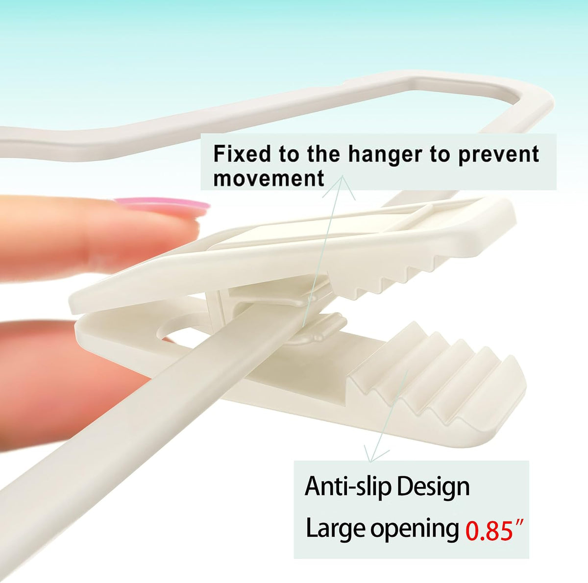 TOFIIGREM Hanger Clips for Velvet Hangers (Beige, 40 PCS), Non-Slip Plastic Clips Pant Skirt Hanger Clips for Flocking Hangers