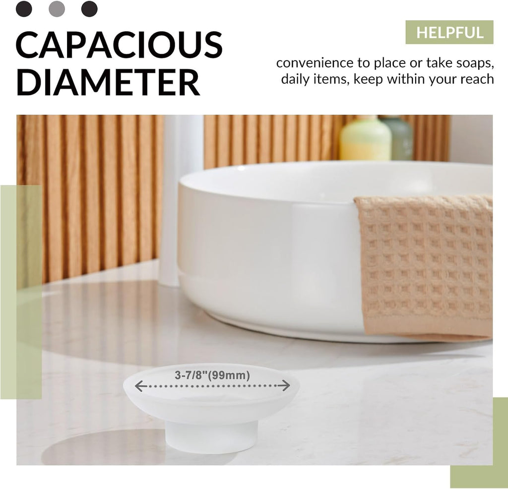 Aomasi Glass Round Soap Holder for Bathroom Shower Sink, Frosted